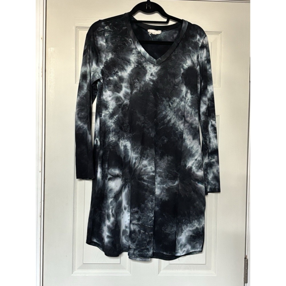 Dress Up Black Tie Dye Long Sleeved Dress Size Med